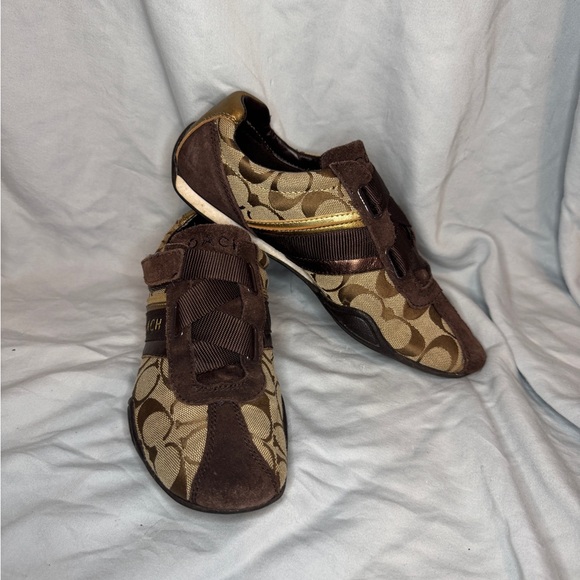 Coach Shoes - Coach Jenney Signature Sneakers | Brown & Gold | Size 7.5M | Logo Athletic Shoes
